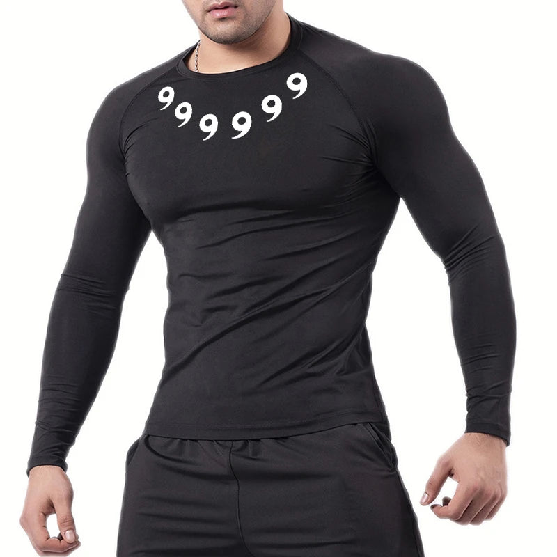 Print Compression Shirts for Men Gym Workout Athletic Quick Dry Tshirts Tops Training Running Baselayers Undershirts Rash Guard