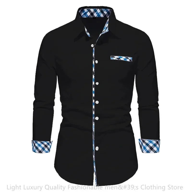 Men's long sleeved shirt, fashionable and luxurious casual shirt, high-quality and comfortable new men's top
