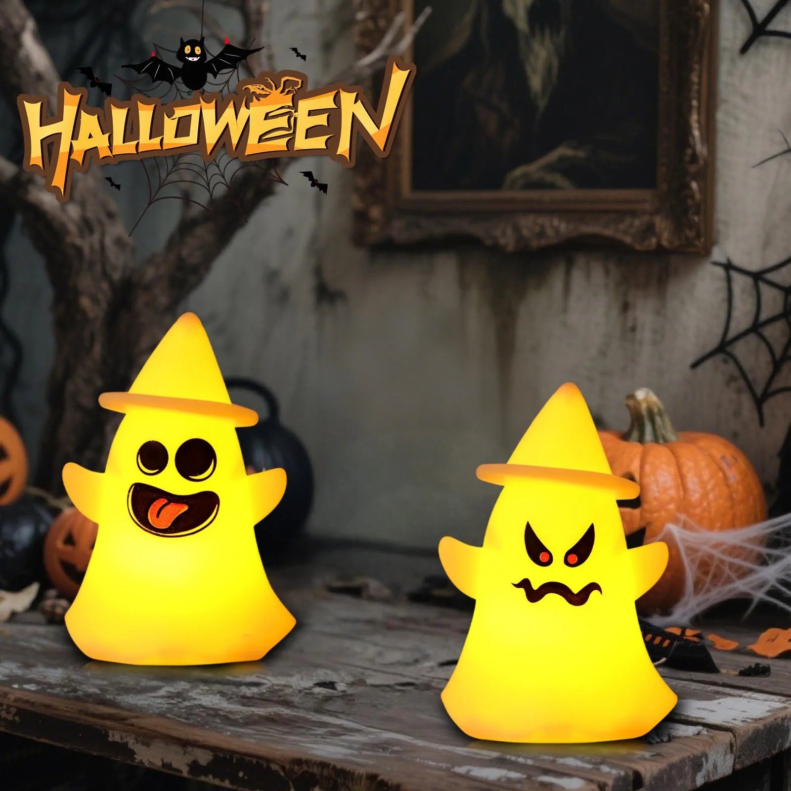 Halloween Night Light Decoration Ornaments Pumpkin Lantern Festival Trick Or Treat Ghost Pendant Luminous Toy Party Layout Props