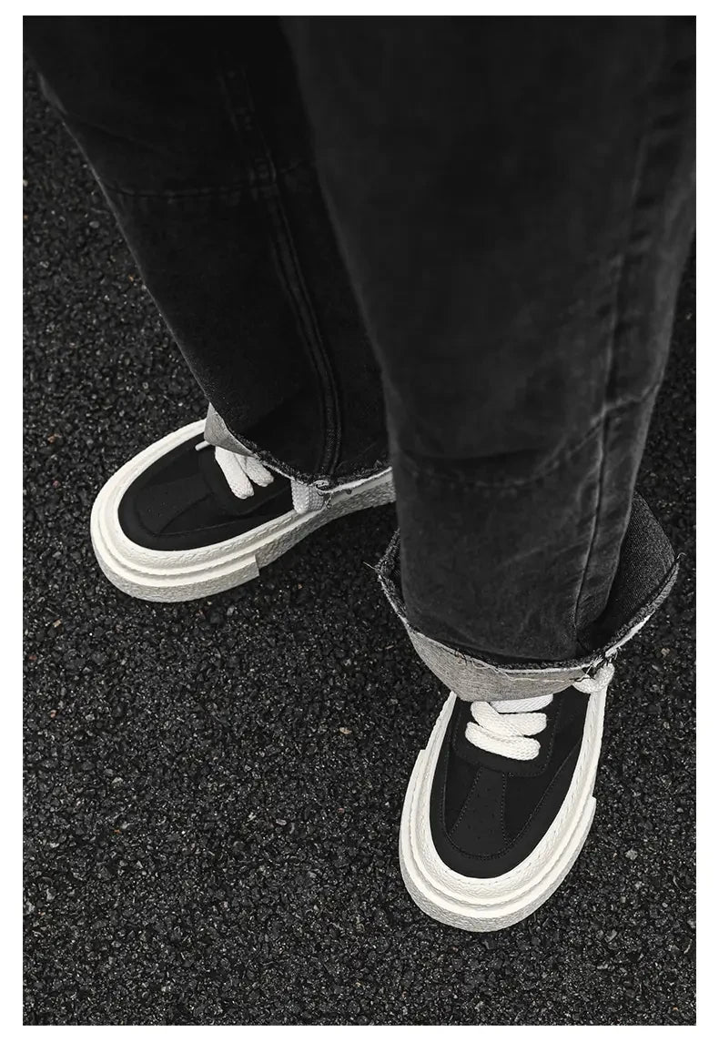 Men Fashionable Casual Sports Shoes Black White Thick-soled Lightweight Comfortable Outdoor White Sneakers Men Size 38-46