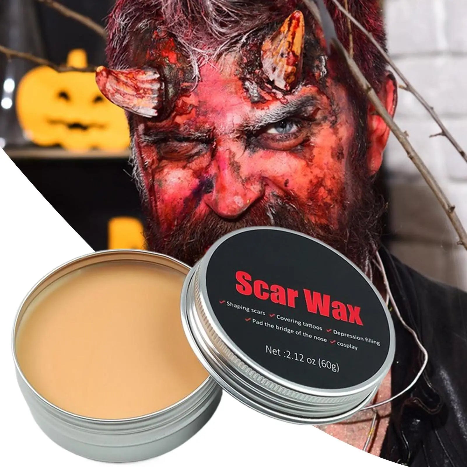 Halloween Makeup Kit Scars Wax Special Effects Stage Fake Wound Skin Wax with Spatula Stipple Sponge Fake Wood Special