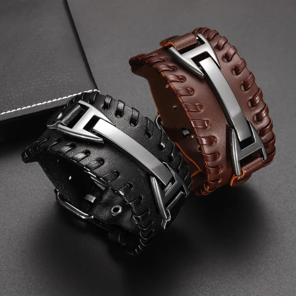 Fashion Punk Leather Bracelet for Men and Women, Small Personality, Retro Couple Accessories, Bracelet, Casual Wrist Strap