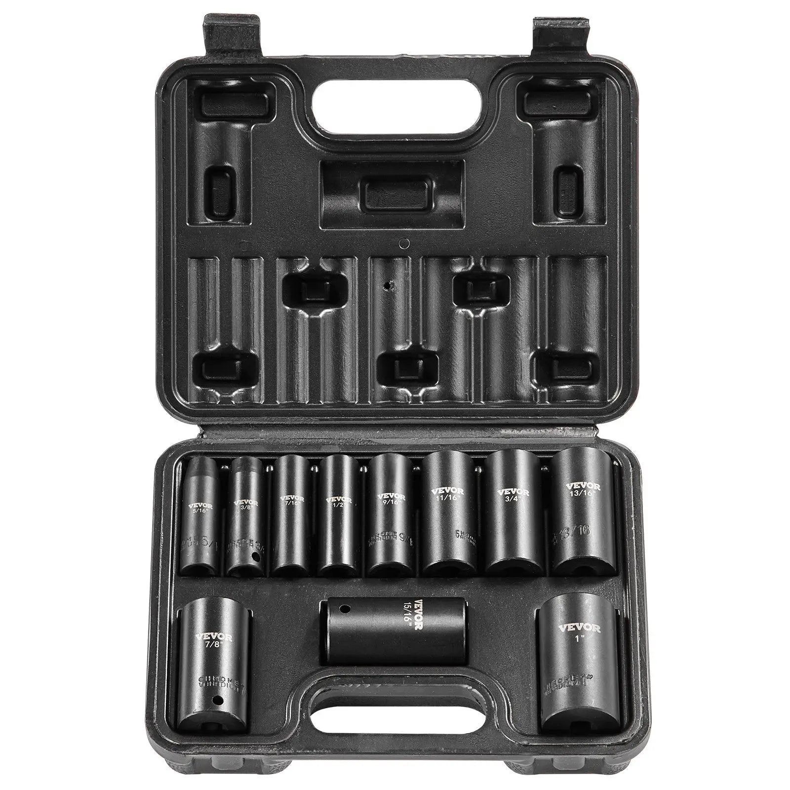 Impact Sockets Set 11pcs 6-Point 3/8in Drive Bit Ratchet Tool Kit Case