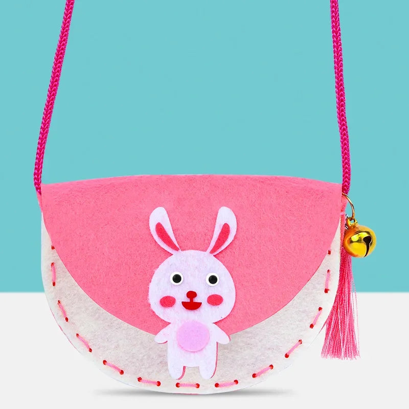 Kid's Handmade DIY Toys Cute Cartoon Animals Cloth BagShape Craft Kits Non-woven Weaving Montessori Aids Early Education