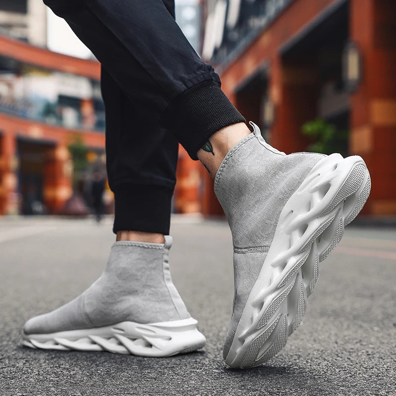 Socks Shoes for Men Black Sneakers Light Breathable Men Runing Shoes Outdoor Platform High Top Men Shoes New Unisex Sport Shoe