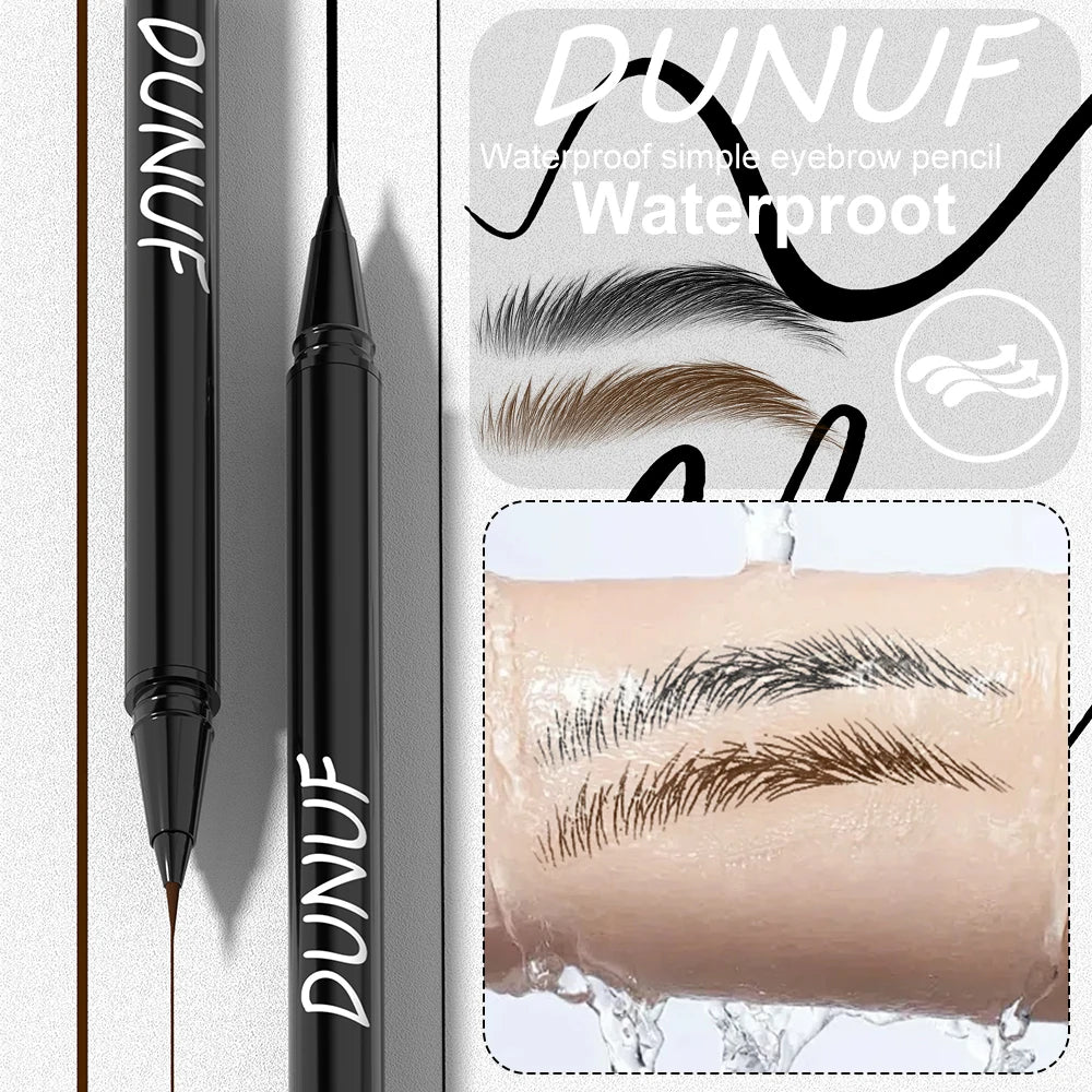 DUNUF 2 Colors Long-lasting liquid Eyebrow pencil Ultra-fine anti-stain, waterproof and perspiration-proof quick drying Eyeliner