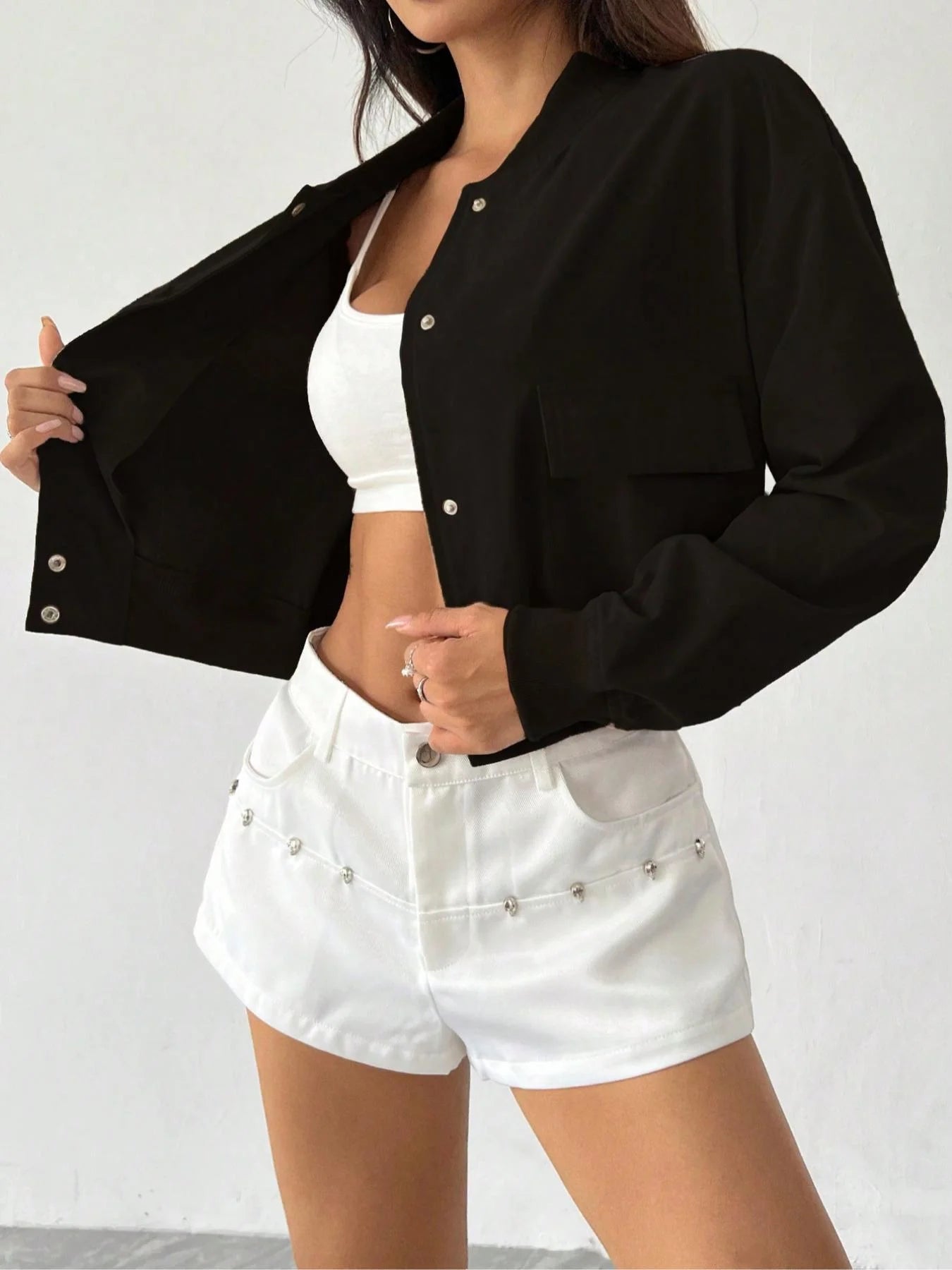 Women's Casual Woven Jacket Coat, Fitted Style, Moderate Fabric Thickness, Spring & Fall Fashion Outerwear for Women