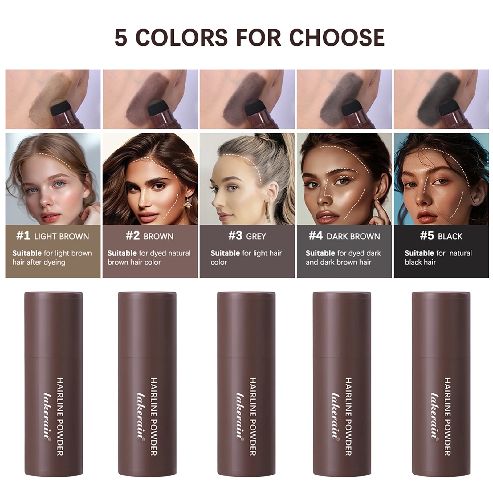 Waterproof Hairline & Root Concealer Pen – Instant Grey Coverage with Easy Blend Powder Stick for Normal Hair