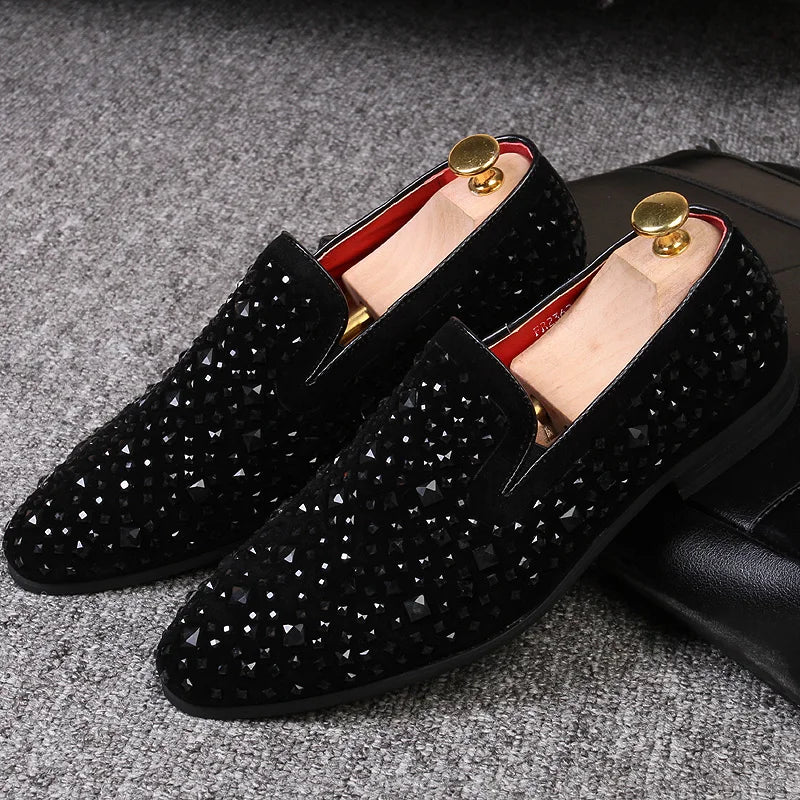 Men's Loafers Shoes Fashionable and Trendy Business Dress Shoes Sequin Design Men's Party Shoes