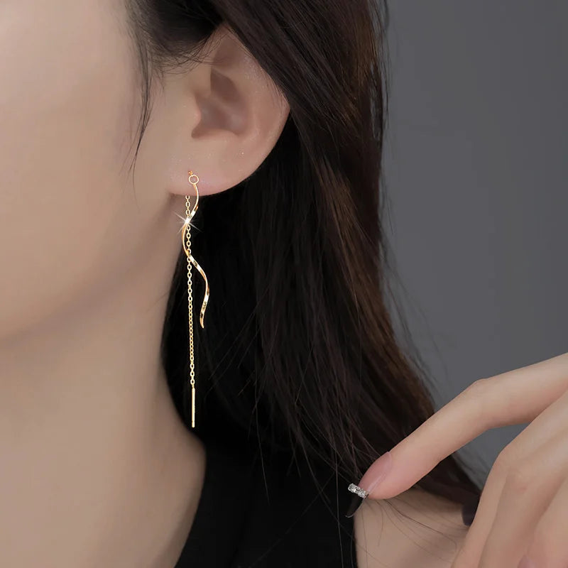 Accessories for Women Long Tassel Threader Earrings for Women Wave Shaped Simple Long Chain Earring Wedding Party Jewelry Gift