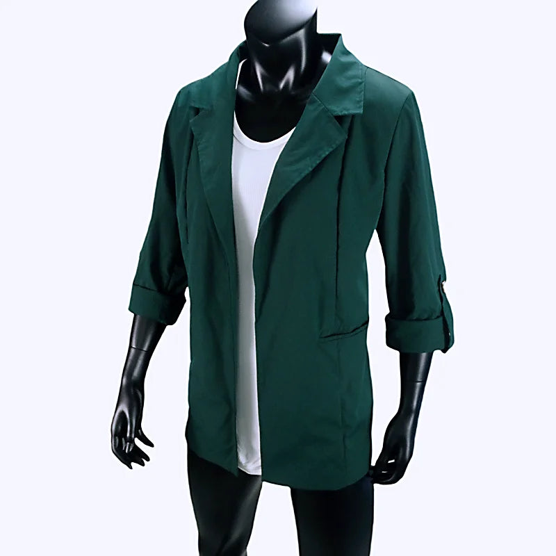 Women's Jacket Spring Summer New Arrivals Roll-up Cuffs Outerwears Lined Open Stitch Thin Jackets for Streetwear Womans Clothing