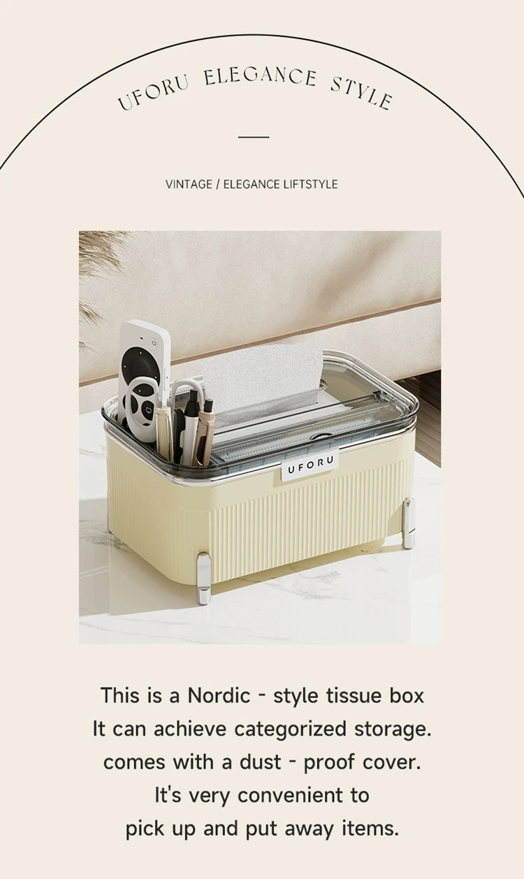 Uforu Desktop Multifunctional Storage Box |   Holds Remote Controls & Small Electronics |   Organizer for Home & Office