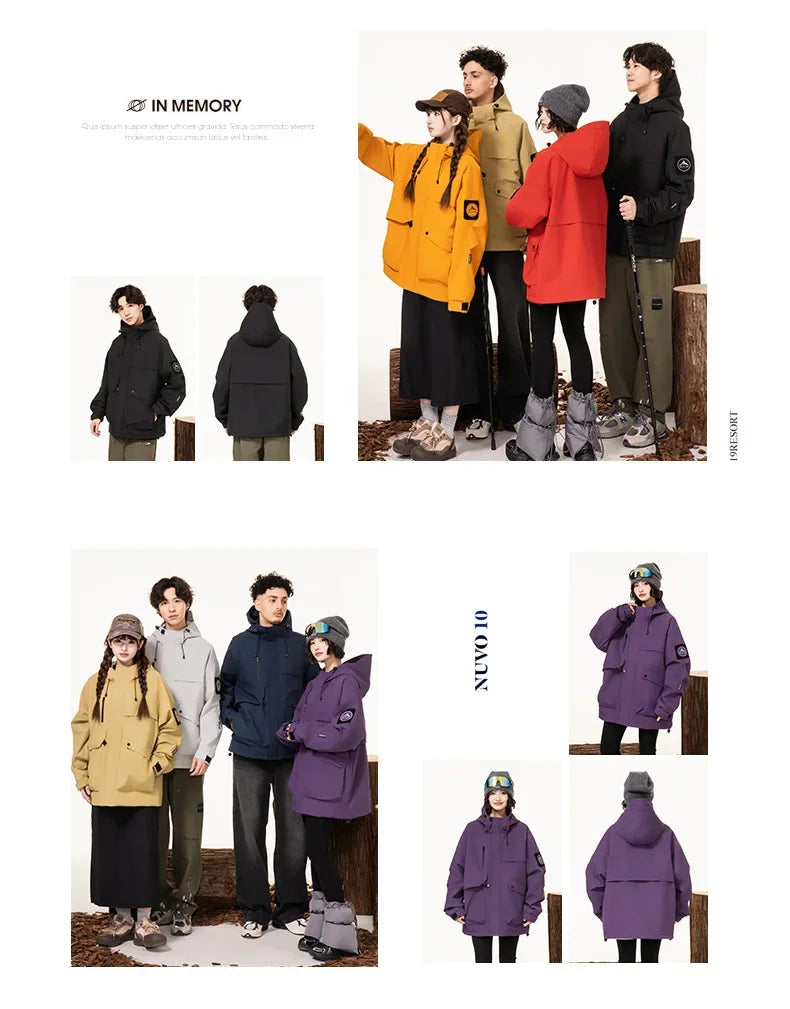 Men's workwear down jacket, American color-blocked hooded jacket for autumn and winter, cool and casual coat for teenagers