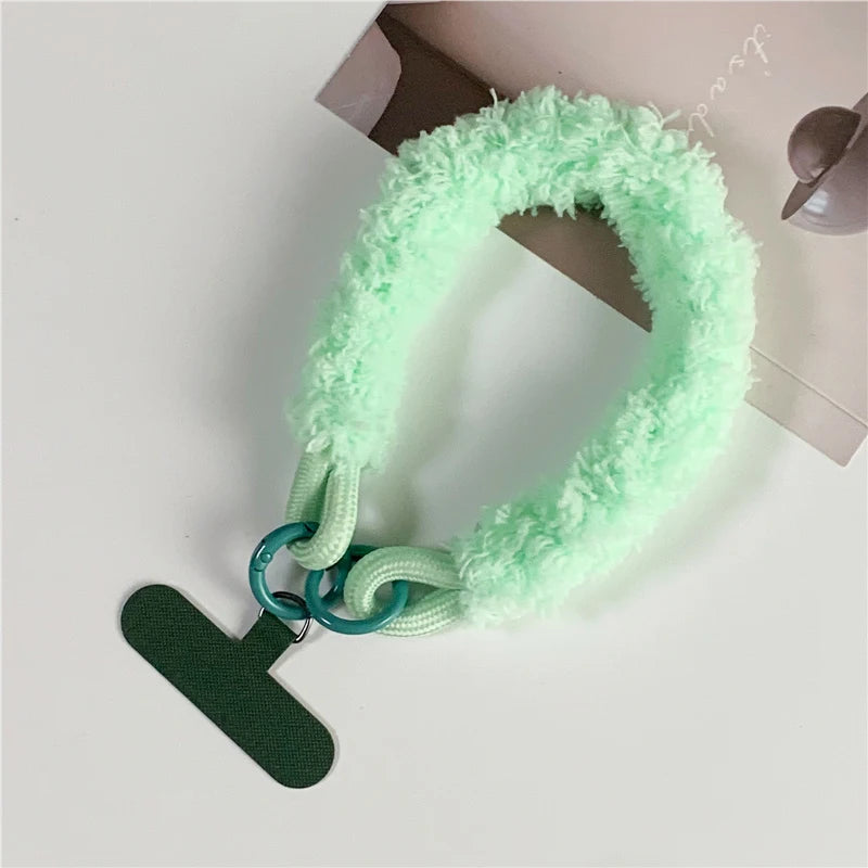 Winter Warm Mobile Phone Wrist Strap Cell Accessories With Patch Key Lanyard Exquisite Anti-lost Cellphone Chain Rope Keychain