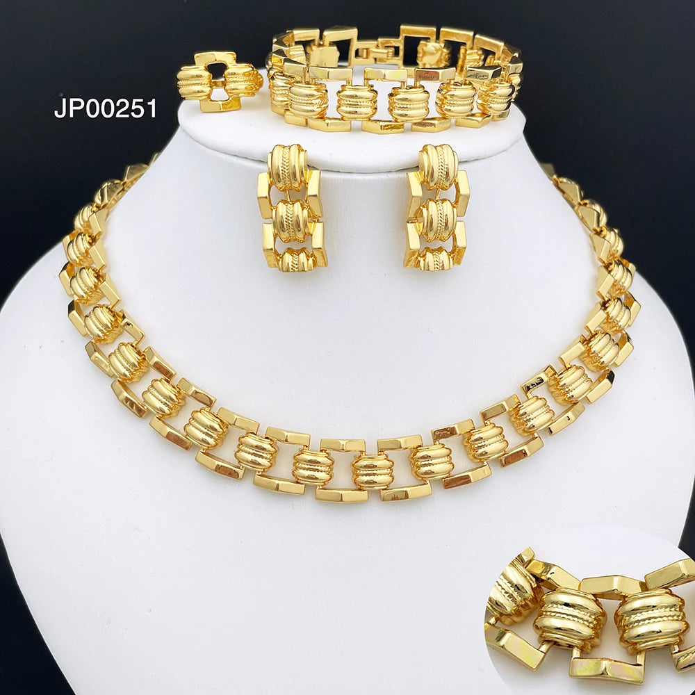 High Quality Jewellery Set For Women Dubai Nigeria Party Jewelry Necklace Earrings Bracelet And Ring Wedding Party Gift