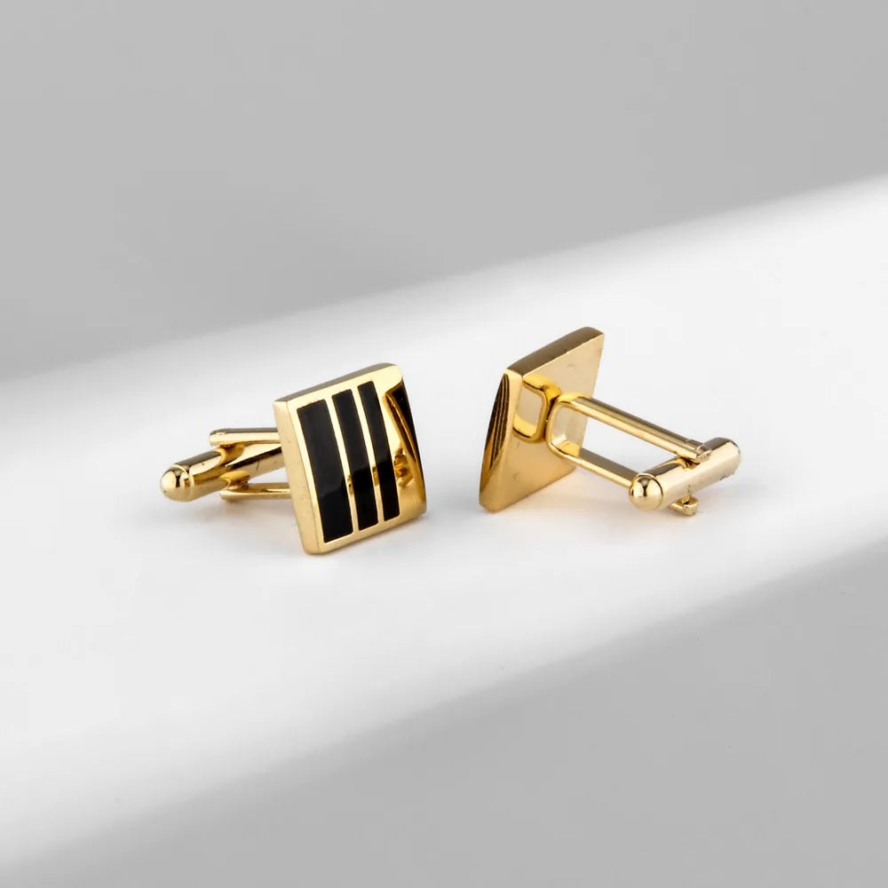 Men's Business Tie Clip Cufflink Set High End Enamel Checkered Black Gold French Shirt Sleeve Nails Decorative Accessories