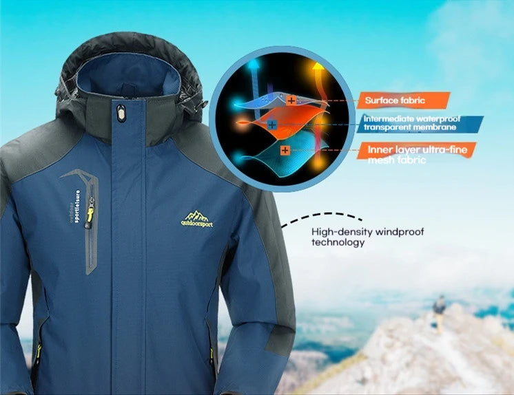 Camping Hiking Jacket Men Autumn Outdoor Sports Coats Climbing Trekking Windbreaker Travel Waterproof Jackets Black