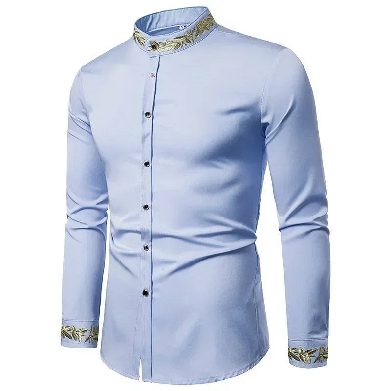 2025 Men's Summer Casual Long Sleeve Shirts Slim Fit Turn Down Collar Shirts Formal Office Business Shirts for Men Tops Big Size