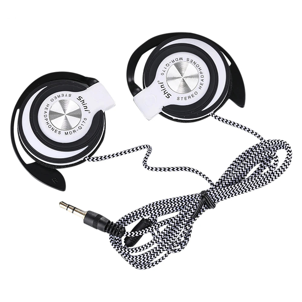 3.5mm Wired Headphones Heavy Bass Headset Over-ear Adjustable Ear Hook Earphones Music Earphone for Phone