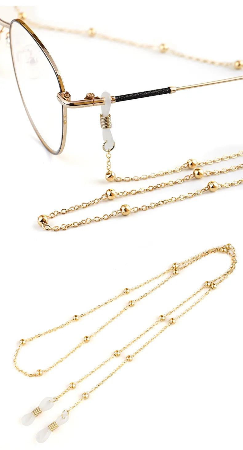 Fashion Metal Men women Eyeglass Chains Sunglasses Reading Beaded Glasses Chain Eyewears Cord Strap Rope female glasses chain