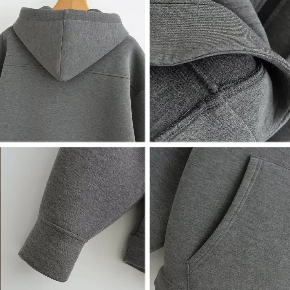 Women Jacket Cozy Hooded Sport Coat for Women with Zipper Closure Big Pockets Elastic Cuffs Fall Winter Fashion Essential