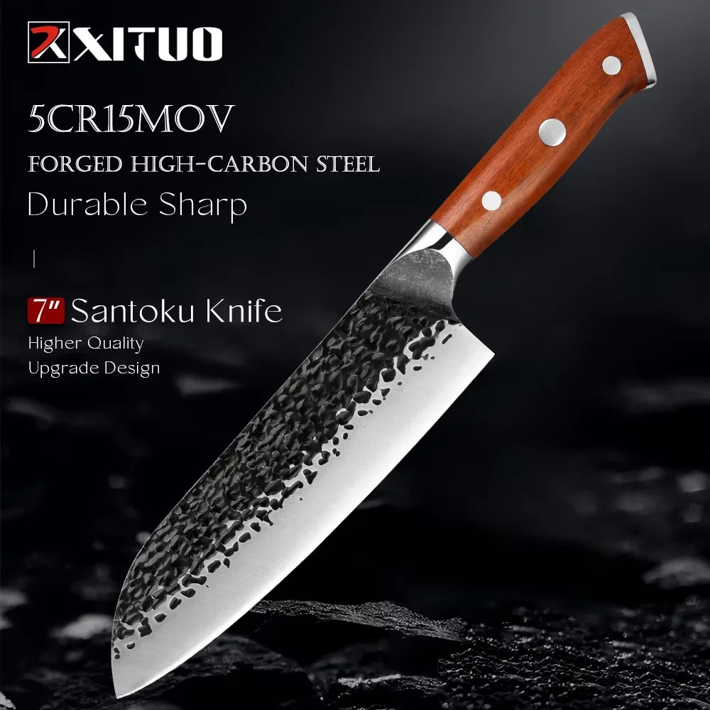 Kitchen Knife Set 1-6PCS Hand-forged high-carbon Steel Sharp Premium Japanese Knife Including Chef,Cleaver,Utility&Santoku Knife
