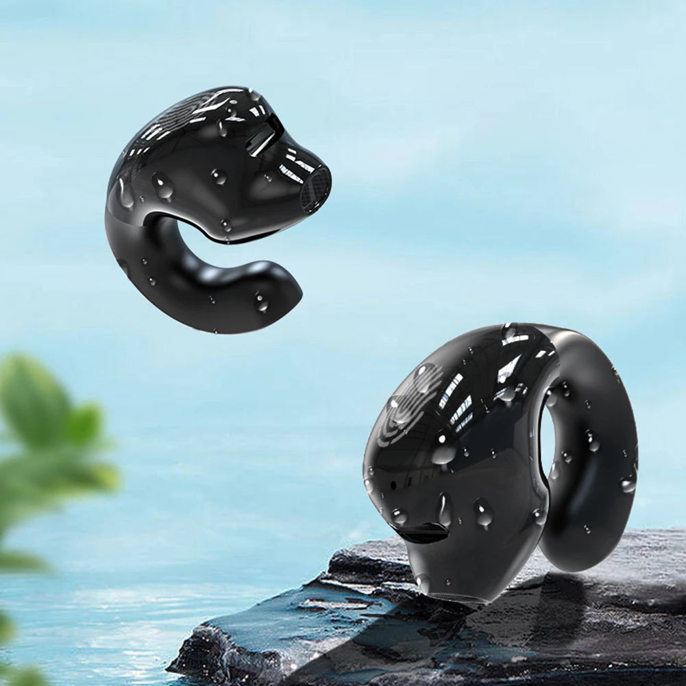 Wireless Clip On Headphones Bluetooth Headset High Definition Audio Quality Sports Earphones Noise Cancelling In-Ear Earphones