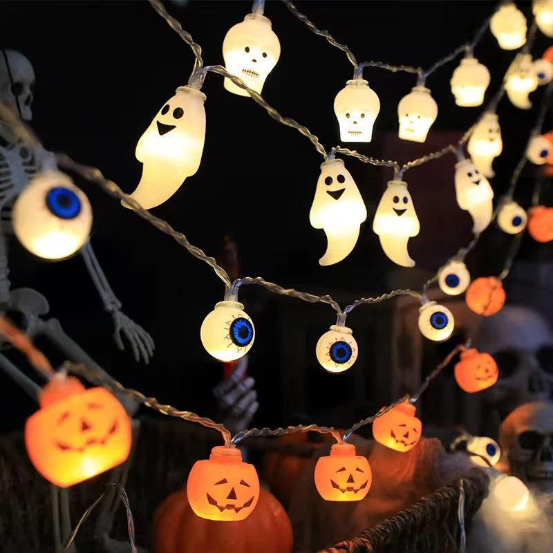 Halloween Decoration String Pumpkin Skull Head Eyeball Shaped Lamp String Trick Or Treat Lantern Horror Halloween Day Led Light