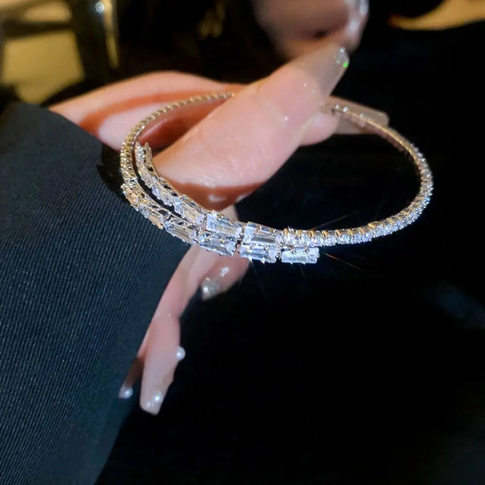 Women Gift Decoration Jewelry Accessories Minority Design Women Bracelets Full Rhinestone Bracelet Cuff Bangles Simple Pulseras