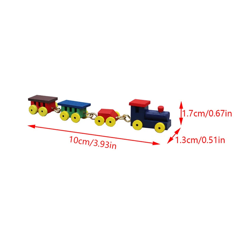 Christmas Wood Train Dollhouse Miniature Kid Pretend Play Toy Mini Scenery Xmas Table Top Ornament Party Decor Navidad Gift
