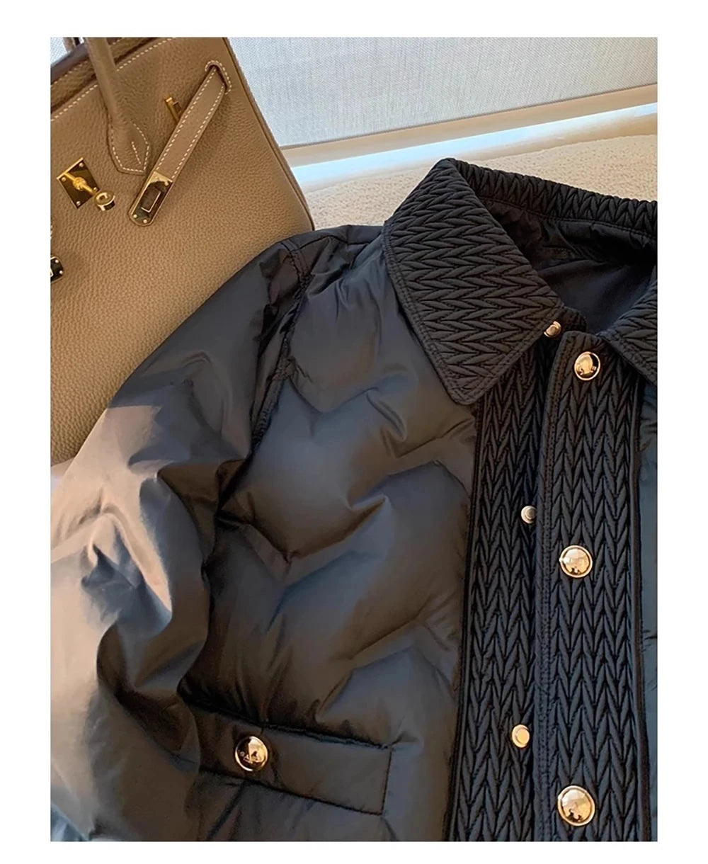 Women Cotton Padded Coats Autumn Winter Lightweight Fashion Turn-down Collar Quilted Jacket Outerwear Female Warm Overcoats