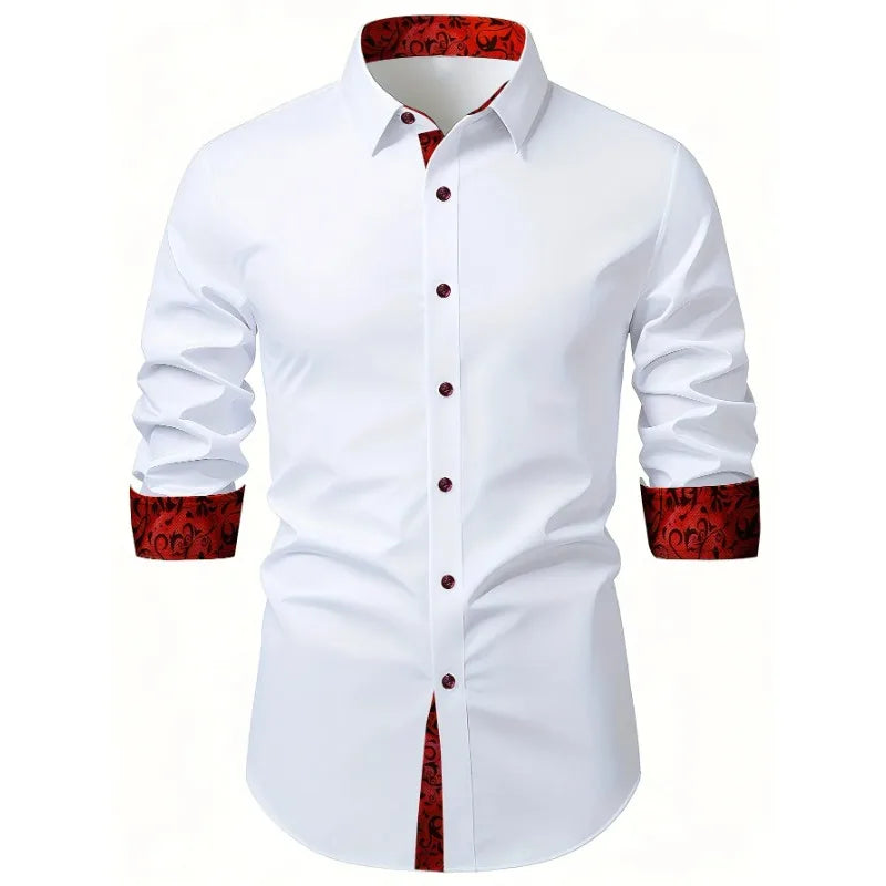 Men White Shirt Fashion Brand New Solid Color Long Sleeve Smart Casual Elastic Four Season Male Business Shirt
