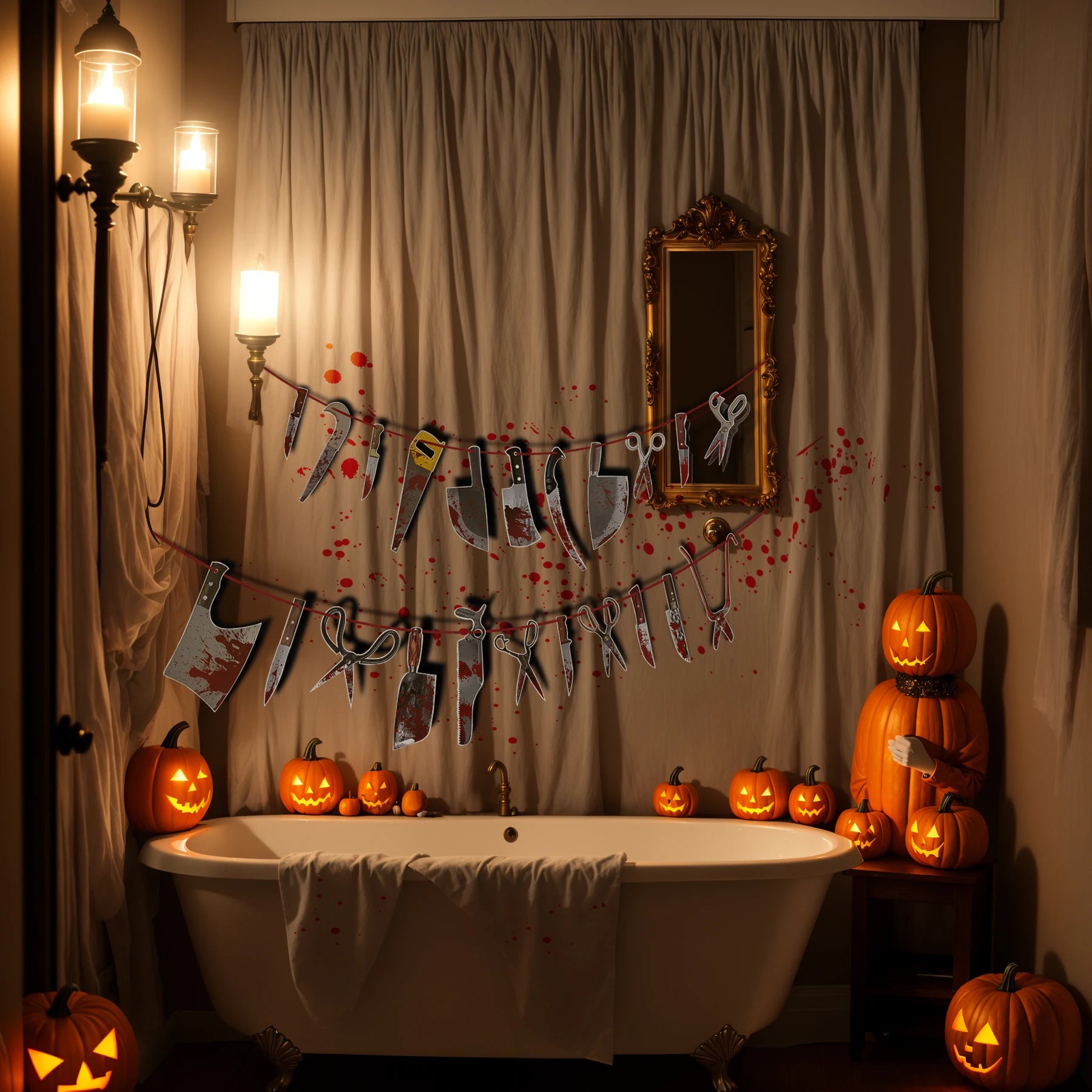 Halloween Decorations, Friday the 13th party, Insane asylum Halloween decorations, Spooky party decor,