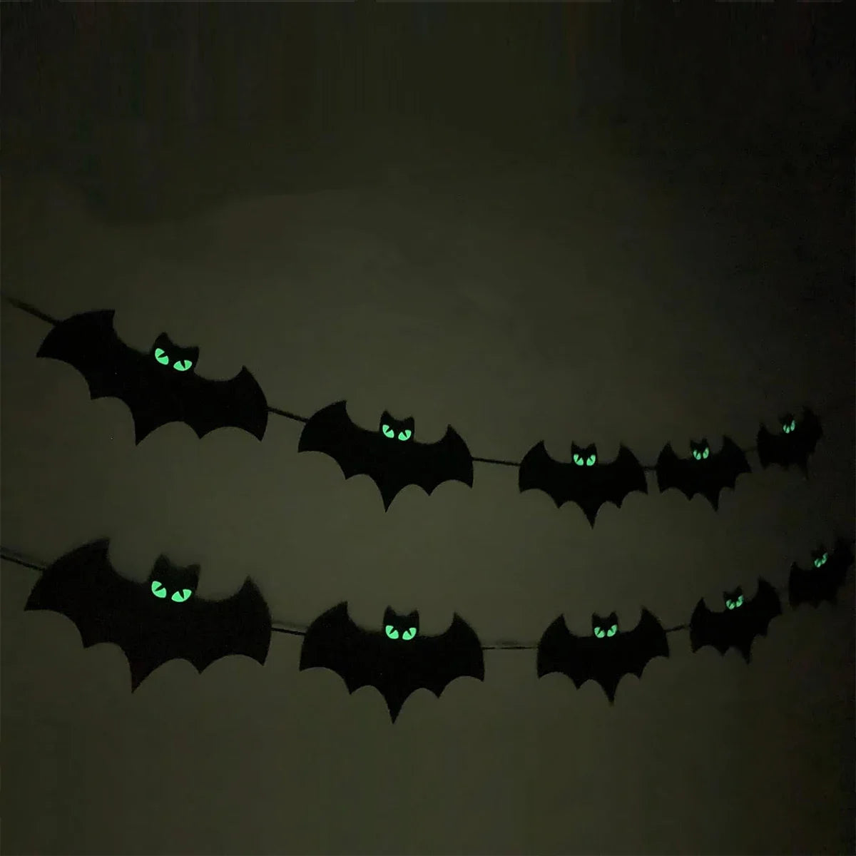 Halloween Fluorescence Bat Banners Ghost Bat Hanging Streamers Decorations Halloween Party Decorations Backdrop Decorations