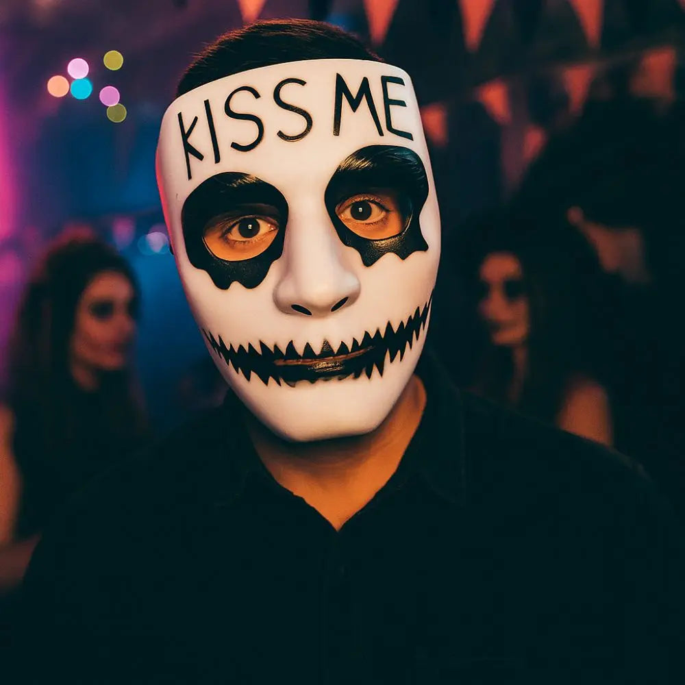 Cyberpunk White Makeup Halloween Mask Full Face Scary Street Dance Mask Hand-painted Masquerade Mask Haunted House