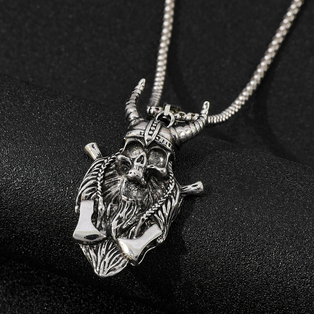 Men's Cool Personalized Viking Skull Pendant Accessories Retro Gothic Gift Toys Suitable for Giving to Friends as Gifts