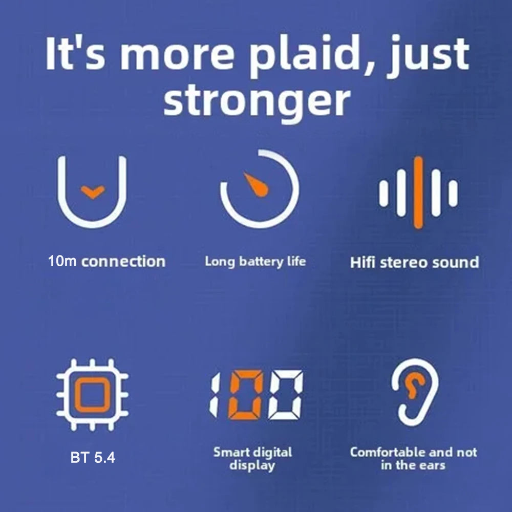 Wireless Headphones Bluetooth 5.4 Ear Hook Earphones with Microphone Handsfree HD Call Noise Cancelling Headset for Driving