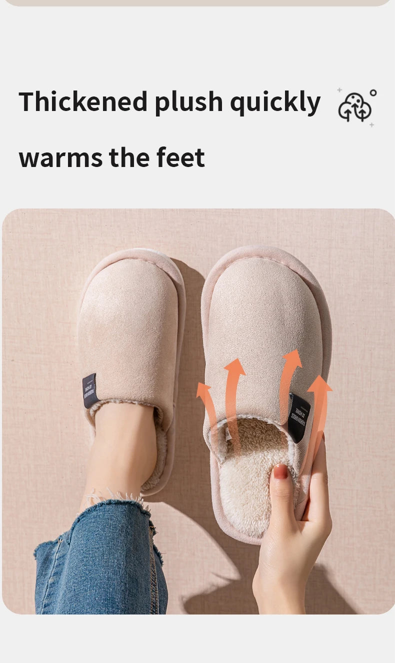 Household Indoor Men's Slippers Autumn and Winter Home Floor for Guests Lightweight Quiet Non-slip Suede Fabric Couple's Shoes
