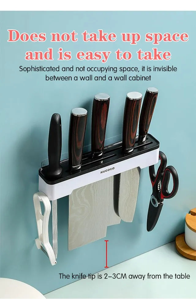 Kitchen Knife Holder Wall Mounted Multifunctional Knife Holder Home Cutlery Wall Mounted Storage Rack Kitchen Cutlery Organizer