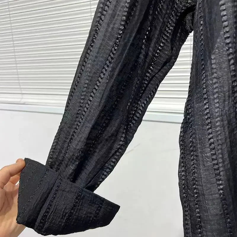 Mens Shirts Spring New Fashion Lace Long Sleeve Loose Casual T-shirt for Men