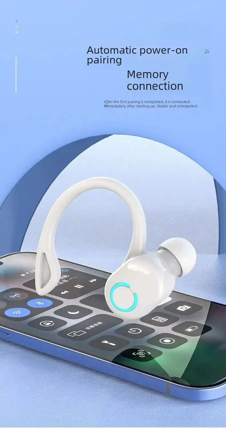 Bluetooth 5.2 Ear Hook Earphones Wireless Headphone Mini Handsfree Waterproof Sport Music Headset Single Right Earbuds with Mic