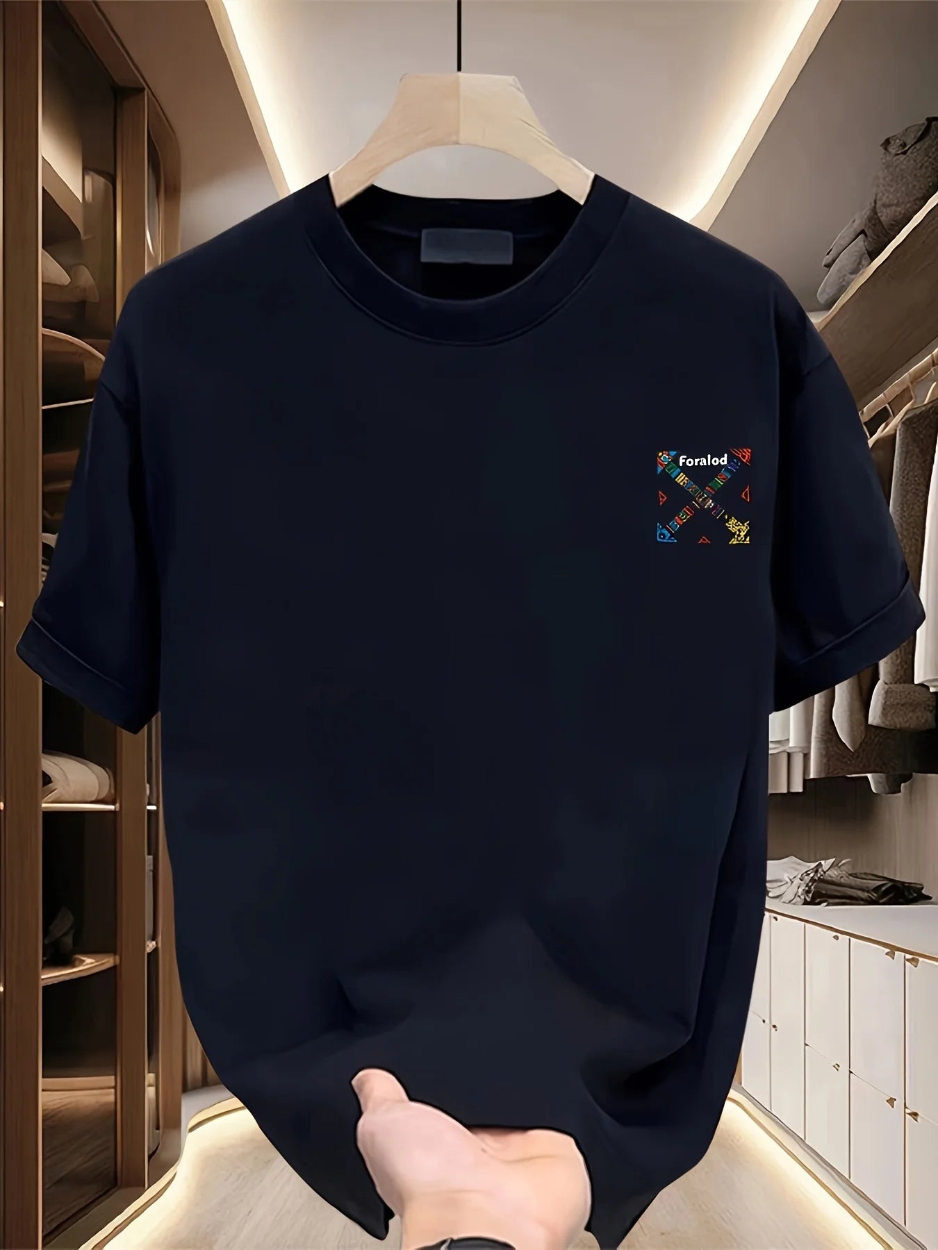 Men'S 100% Cotton Casual Short-Sleeve T-Shirt with a Round Neck, Trendy Design, Versatile for Summer, Featuring Print Patterns.