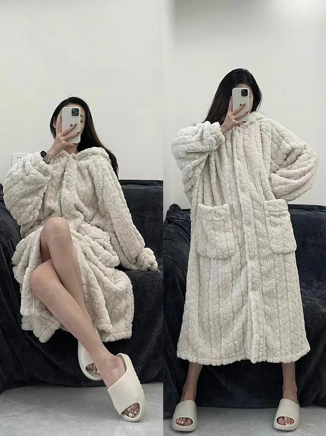 2025 Winter Robe For Women Sweet Elegant Jacquard Fashion Homewear Sleepwear Loungewear Christmas Night Warm Comfy Long Bathrobe