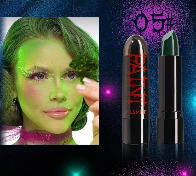 Halloween Matte Lipstick Dark Black Vampire Olive Green Creative Halloween Makeup Face Body Painting