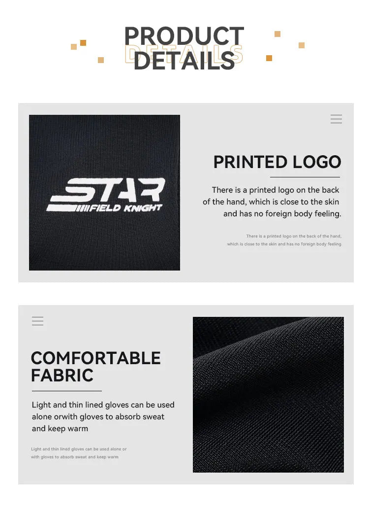 Winter Summer Motorcycle Gloves Black Ice Silk Inner Liner Breathable Sweat Absorption Quick Drying Riding Equipment Accessories