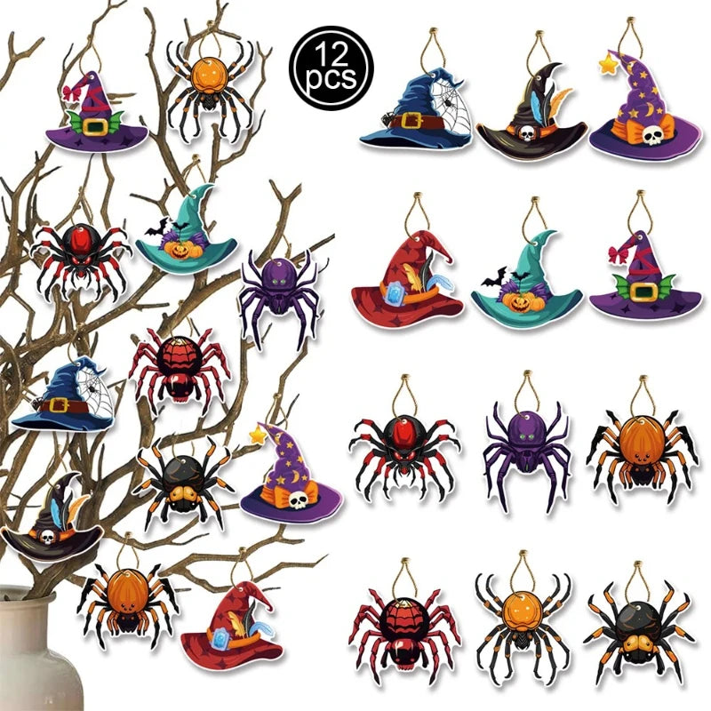 Halloween Theme Party Hanging Decor Pendants Cartoon Pumpkin Ghost Skull Bat Haunted House Pattern Hangings