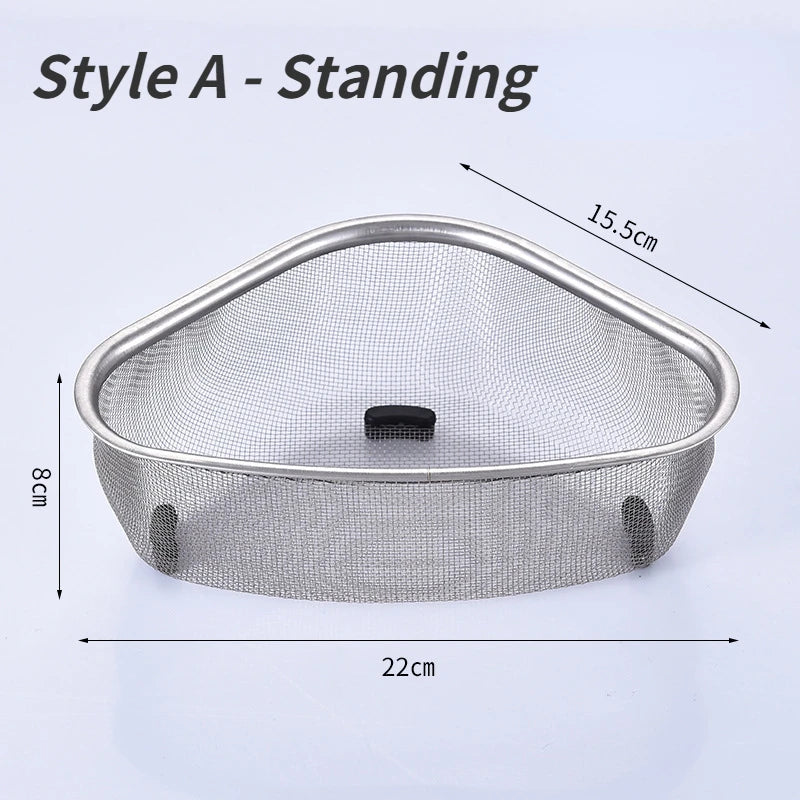 Kitchen Sink Drain Basket Stainless Steel Triangle Food Vegetables Peel Egg Filter Storage Organizer Kitchen Shelf Rack Drainier