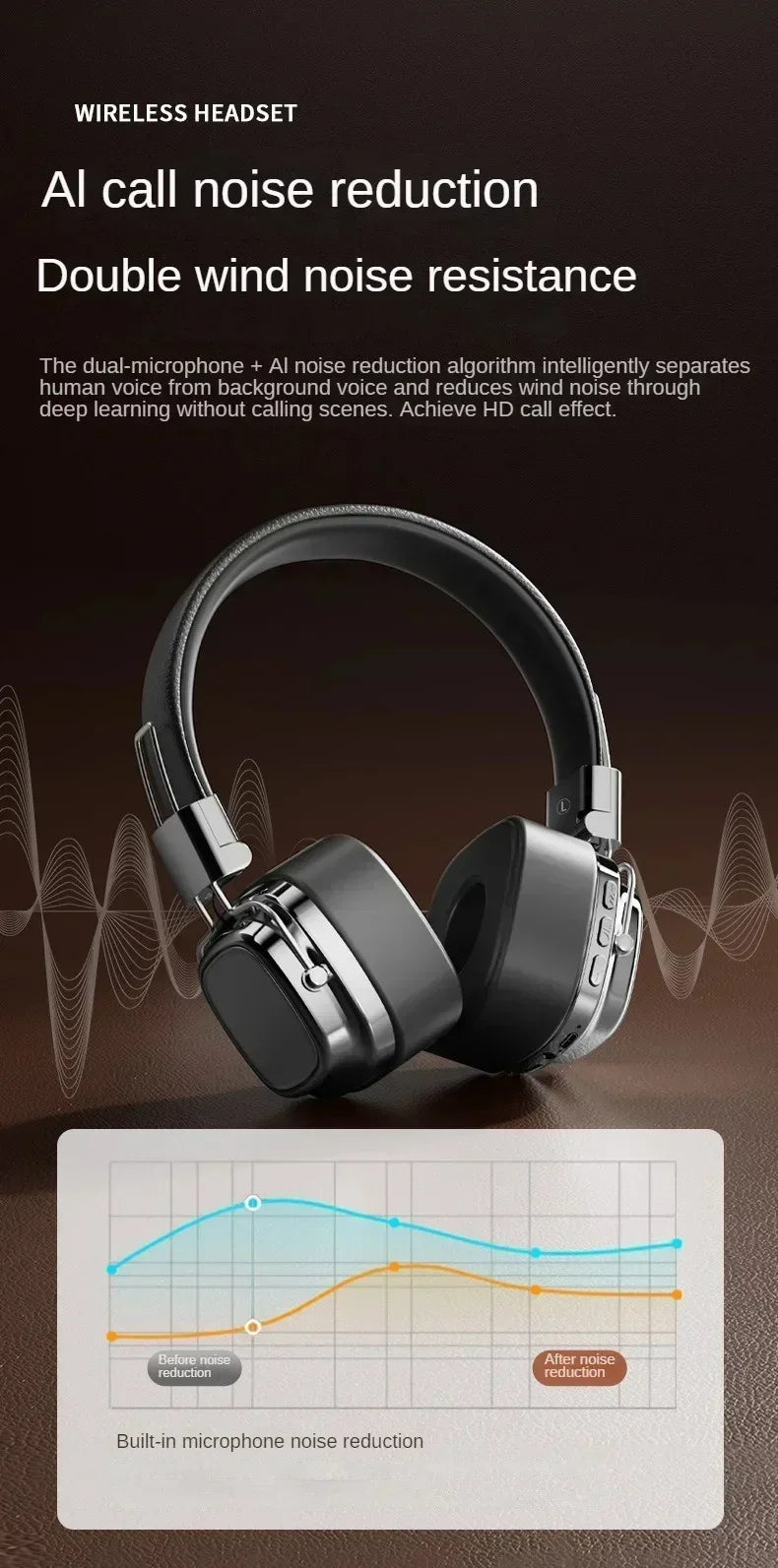 2025 New 5.3 Foldable Wireless Bluetooth Headsets Headset Gamer Choice Retro Over Ear Headphones DJ Stereo Sounds Bluetooth
