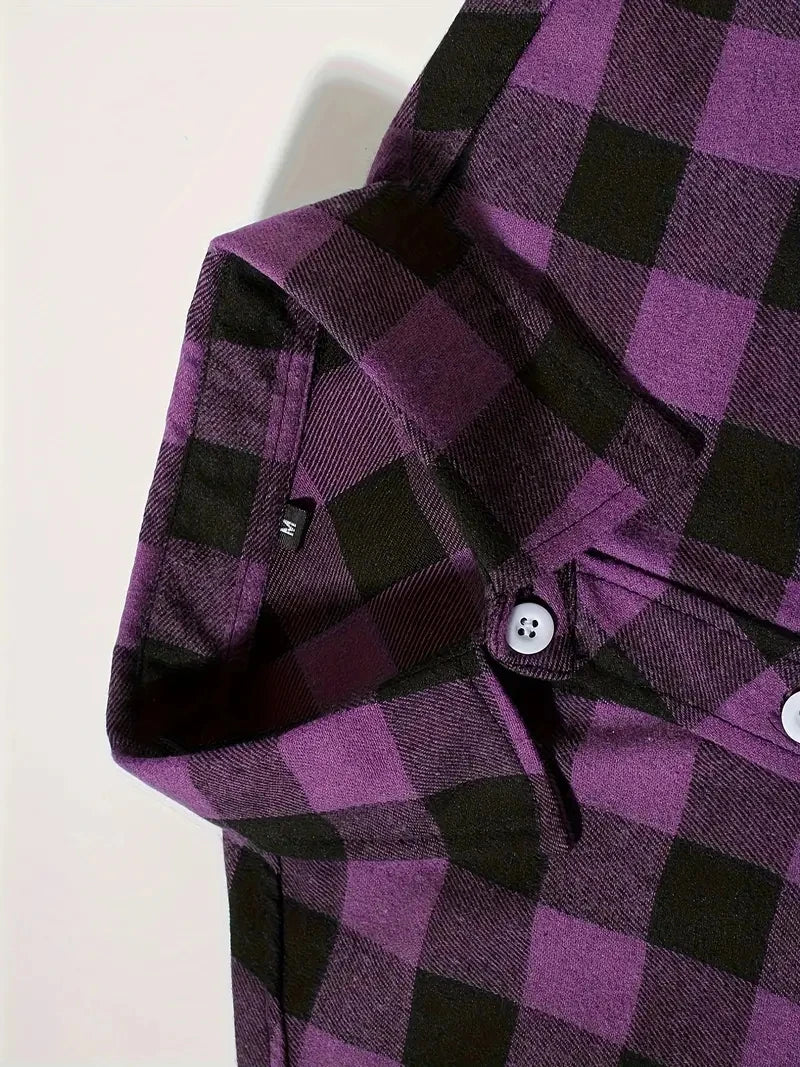 Men's Shirts Button-Up Classic Plaid Smart Casual Flannel Shirt Long Sleeved Chest Two Pockets Design Spring Autumn Men Tops