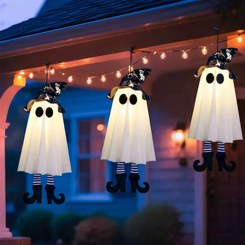 Halloween Decorations Outdoor Hanging Lighted Hat Indoor Witch Glowing Lighted Ornaments for Garden Lawn Porches Patio Backyard